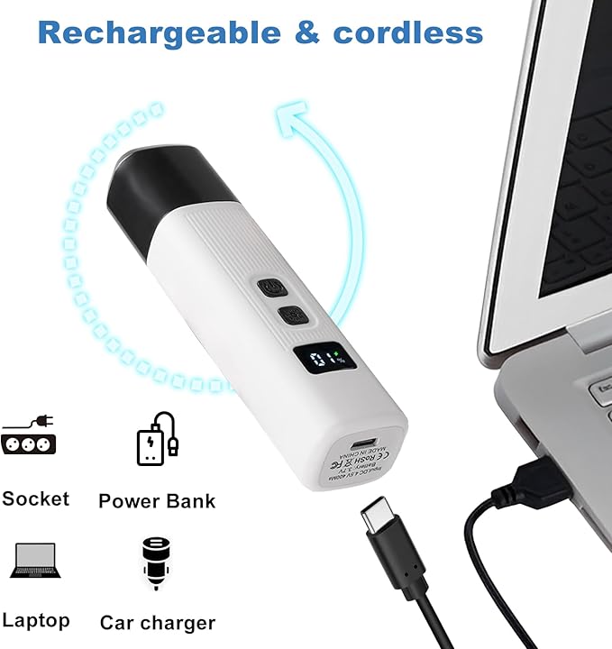 Dog Nail Grinder - 2-Speed Super Quiet and Low Vibration Electric Pet Nail Grinder - Rechargeable Dog Nail Trimmers for Small Dogs- Cat Nail Claw Clippers with 2 Level LED Lighting(White)-PawvioPets