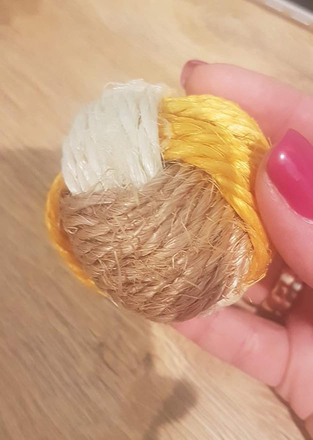 3Pcs Cat Toy Sisal Ball Pet Scratching Ball Chew Eco-Friendly Toy Pets Interactive Toy Bite and Wear Resistant(Random Color)-PawvioPets