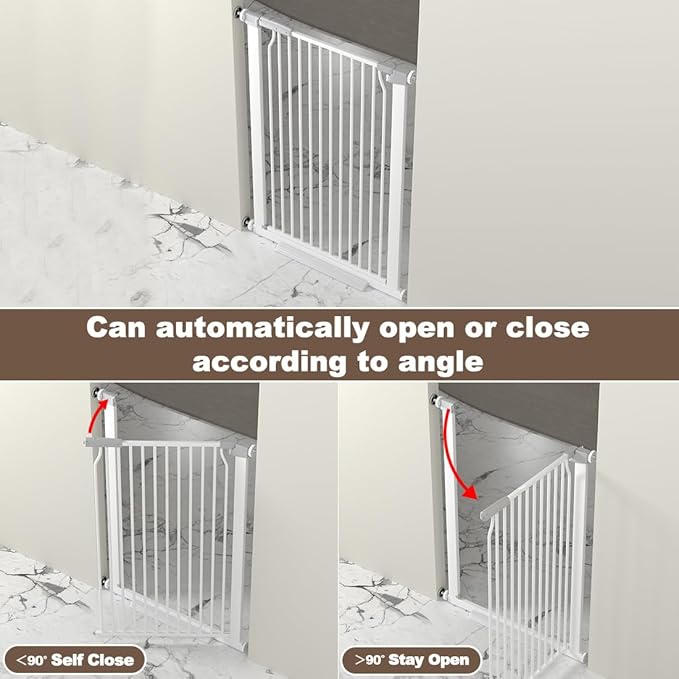 41" Extra Tall and Wide Baby Gate, 74.2-76.7'' Wide Pet Cat Gate for Doorway, Extra Wide Pressure Mounted Child Door with Expansion Kit, Metal Safe Gate, Tall Dog Gate, White-PawvioPets