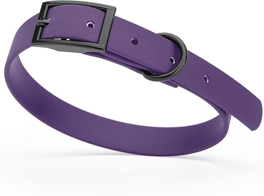 Dogline Biothane Waterproof Dog Collar Strong Coated Nylon Webbing with Black Hardware Odor- Proof for Easy Care Easy to Clean High Performance Fits Small Medium or Large Dogs, Violet Purple-PawvioPets