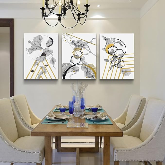 Canvas Wall Art For Living Room Large Size Modern Abstract Painting Bedroom Decoration Office Wall Decor Black And White Abstract pictures 3 Piece Framed Inspirational Posters Artworks Home Decor-PawvioPets