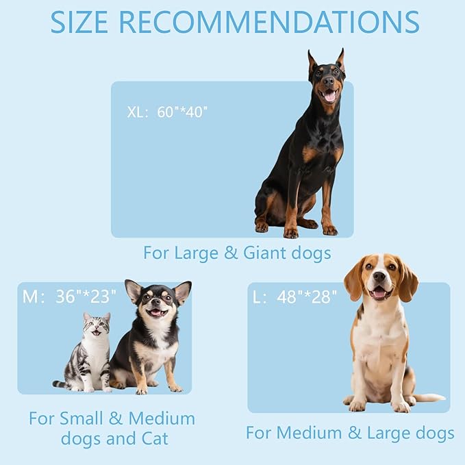 BECEMURU Dog Cooling Mat - 60" x 40" Thickening Cooling Pad Blanket for Crate, Kennel, Bed, Sofa - Machine Washable, Durable, Non-Gel - Keep Your Pet Cool and Comfortable-PawvioPets