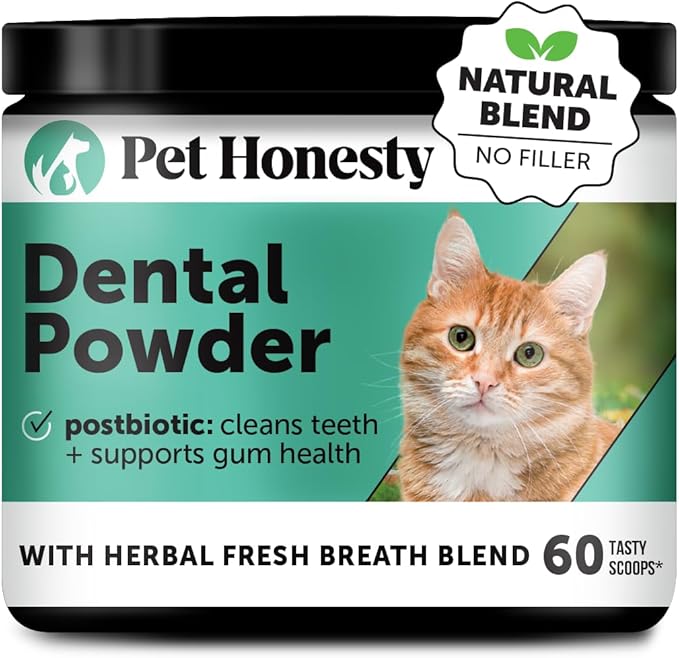 Cat Breath Freshener Dental Powder for Teeth Cleaning Plaque Off, Dental Care for Cats, Tartar Remover for Teeth with Natural Herbal Blend (60 Day Supply)-PawvioPets