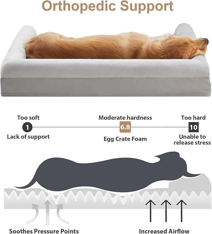 BFPETHOME Dog Beds for Large Dogs, Orthopedic Dog Bed for Medium Large Dogs,Big Waterproof Couch Pet Bed with Removable Washable Cover-PawvioPets