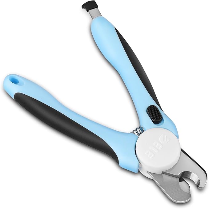 Flexzion Dog Cat Nail Clipper and Trimmer, Pet Toe Claw Scissor Grooming Tool with Stainless Steel Blades File Easy Grip Handle Safety Guard Avoid Overcutting for Small Medium Large Breed Puppy, Blue-PawvioPets