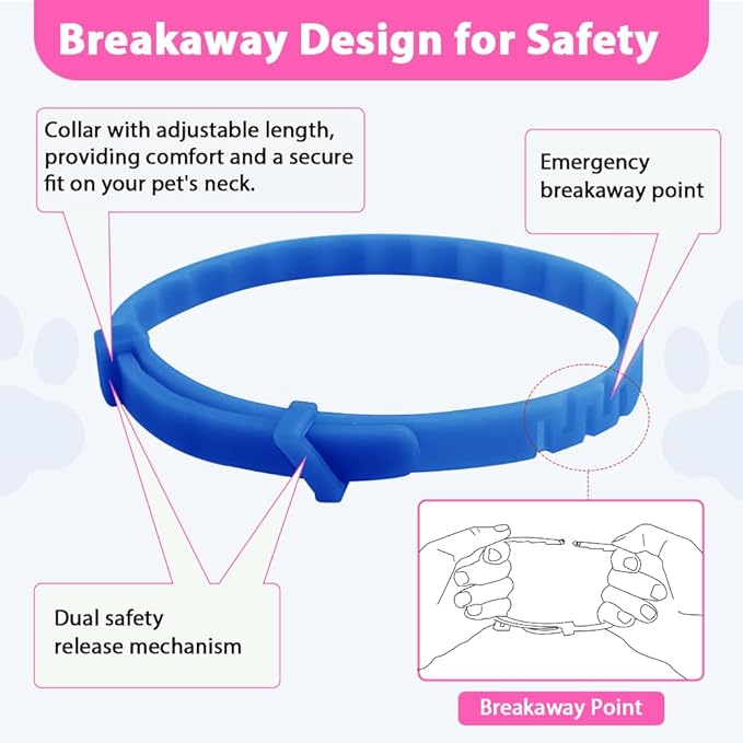 4 Pack Flea and Tick Collar for Cats, Natural Plant Oil Formula Cat Flea Collar Provides 32-Month Protection for Flea & Tick Prevention, Waterproof & Adjustable Cat Flea Treatment for Most Cats-PawvioPets