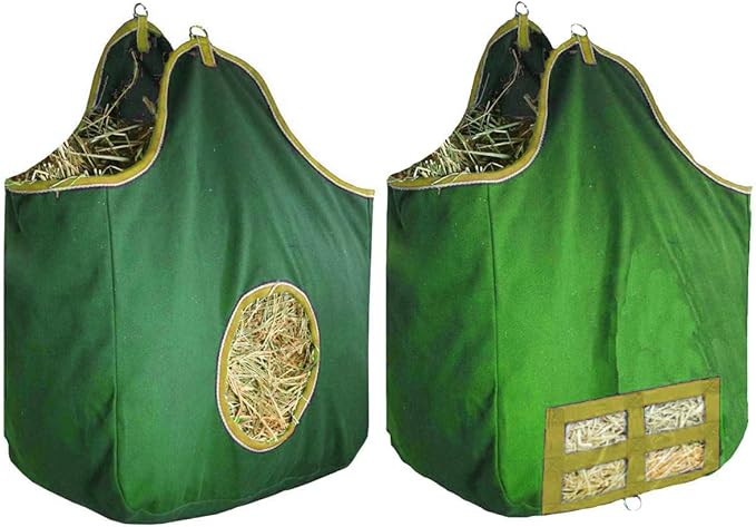 Derby Originals Large 24 OZ Canvas Horse Hay Bag 2 Sided Combo Design X Wide Gusset and 6 Month Warranty-PawvioPets