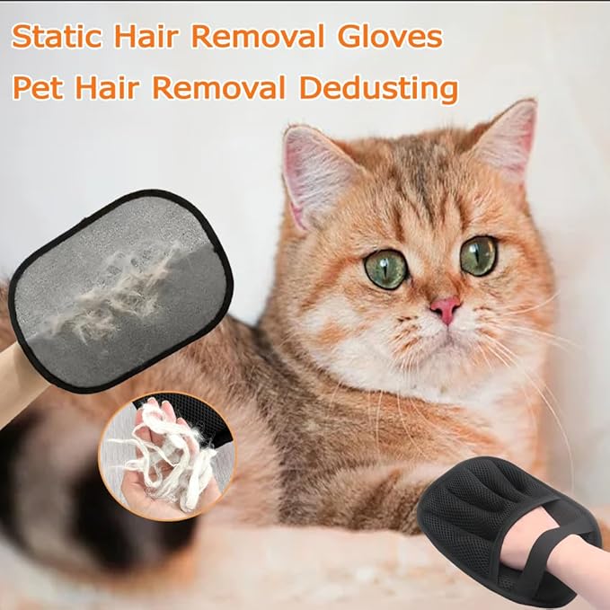 Double-Sided Pet Hair Removal Gloves - Reusable Static Removal Grooming Gloves for Dogs & Cats, Efficient Fur Removal Tool for Furniture, Carpet, Car Seats, Sofa, Bedding & Clothes (1 Pack)-PawvioPets