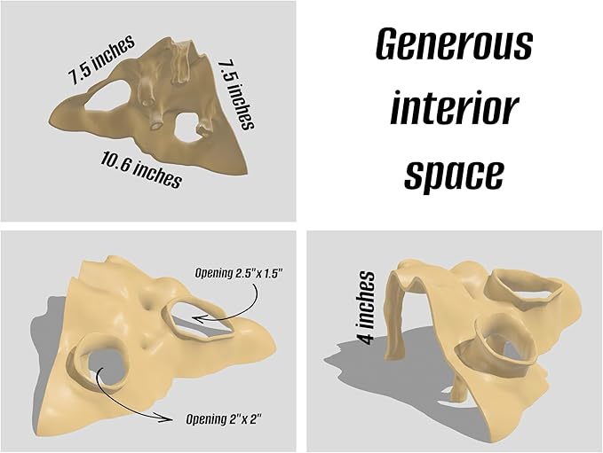 Aquarium & Terrarium Corner Cave – Faux Mangrove Root Hideout for Fish, Shrimp, Geckos, Snakes – Natural-Look Reptile Tank Decor in Textured Root Style (Desert Tan (Sand), 7.5''x7.5''x4'')-PawvioPets