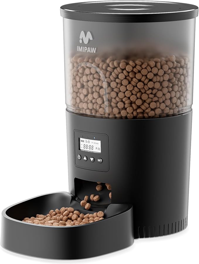 Automatic Cat Feeders, 3L Timed Cat Dry Food Dispenser, Dual Power Supply, Programmable Portion Size, 1-6 Meals Per Day, Auto Pet Feeder for Cats and Small Dogs-PawvioPets