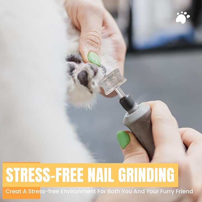 CAELUM Diamond-Coated Pet Nail Grinder Bit, 1/8” Shank for Dremel Nail Tools, Durable & Low-Noise Nail Trimmer for Dogs, Top & Side Grinding, Gentle, Precise Nail Grooming（80grit）-PawvioPets