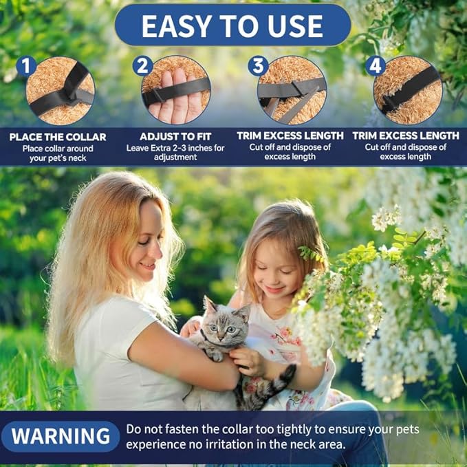 4 Pack Flea Collar for Cats, 32 Months Flea and Tick Prevention for Cats, Waterproof Cat Flea Collar, Natural Cat Flea and Tick Treatment, Adjustable Flea and Tick Collar for Cats Kittens(4 Colors)-PawvioPets