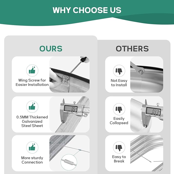 Galvanized Raised Garden Bed - 8×2×1ft Planter Raised Beds for Gardening | Oval Metal Garden Planter Box with Safety Edging and Bracing Rods for Vegetables Fruits and Flowers - Silver-PawvioPets