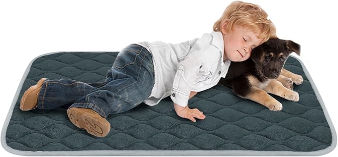 furrybaby Dog Bed Mat Flat Crate Mat with Anti-Slip Bottom Machine Washable Pet Kennel Pad for Dog Sleeping (XL 48x30'', Grey Mat)-PawvioPets