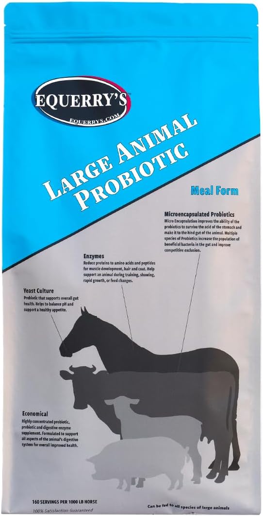 Equerry's Large Animal Probiotic | Supplements for Gut Health and Nutrient Absorption | Probiotics and Digestive enzymes for Horses, Cows, Goats, Sheep, Pigs, 160 Feedings (20lbs) for 1000 lb Animal-PawvioPets