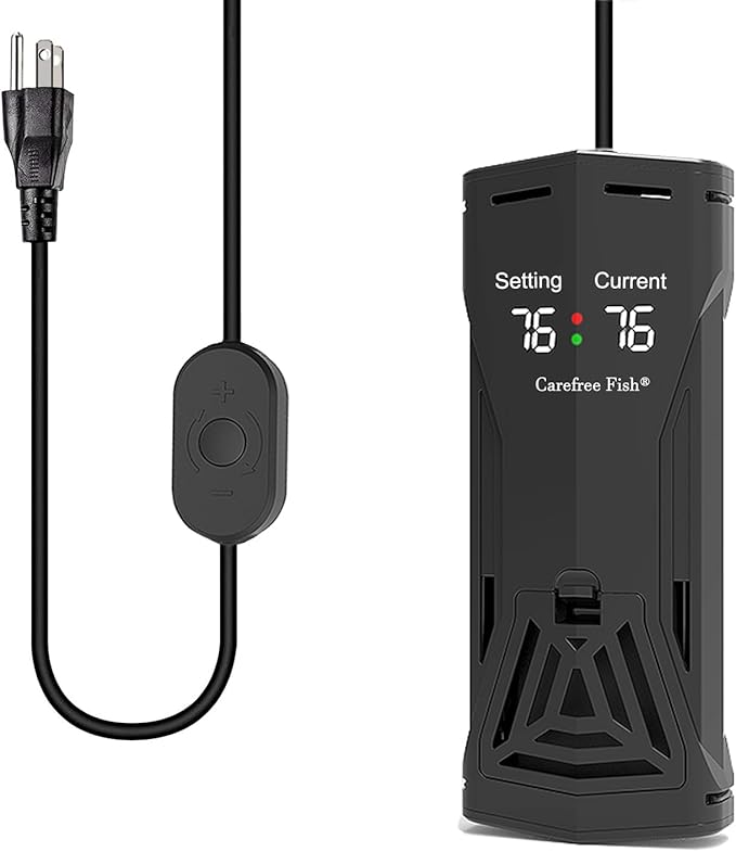 Carefree Fish 100/200/300/500/800W Paladin Aquarium Heater PTC Ceramics Heating Rod Digital LED Intelligent Leaving Water Automatically Stop Heating System for Freshwater and Saltwater No Cooking Fish-PawvioPets