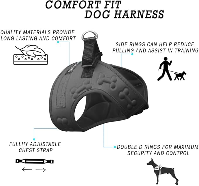 Comfort Fit No Pull Dog Harness for Medium Small Large Dogs Step-in Dog Vest Harness with Adjustable Buckle All Weather Comfortable Soft Padded Easy Control Handle Ideal for Walking Running Training-PawvioPets