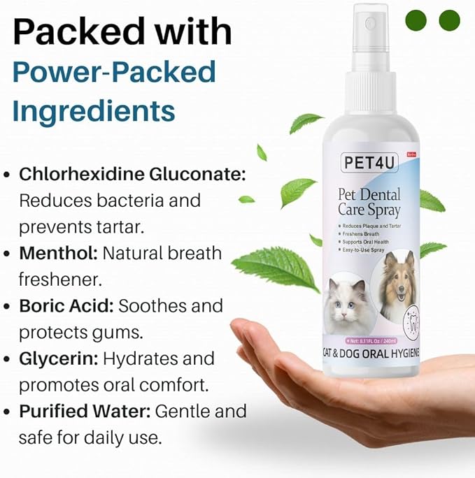 Dog Breath Freshener, 8 oz - Fights Plaque, Tartar & Bad Breath - Gentle Gum Care & pH Balance - Dog Dental Care for Cat and Dog - No-Brush Solution-PawvioPets