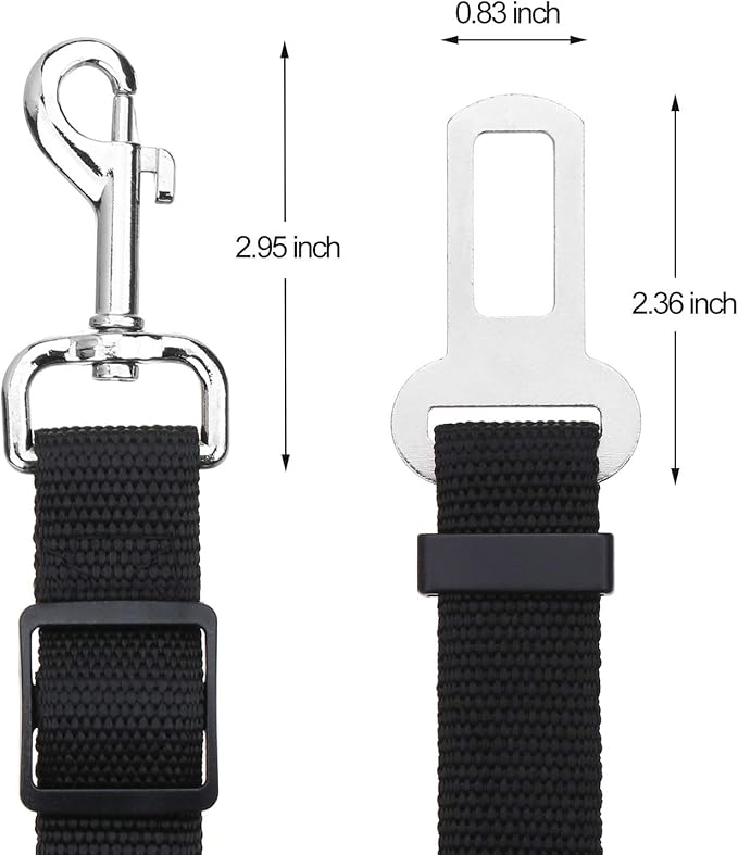 Elisel Elisel 2 Packs Adjustable Length Pet Dog Cat car seat Belt Pet seat Belt Pet Accessories for Dogs Cats and Pets (Black)-PawvioPets