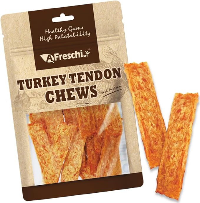 Afreschi Turkey Tendon Slice 3.5 oz, USA-Sourced Turkey Tendon, Treats for Classic Series, All Natural Human Grade Dog Treat, Suitable for Training chew, Rawhide Alternative-PawvioPets