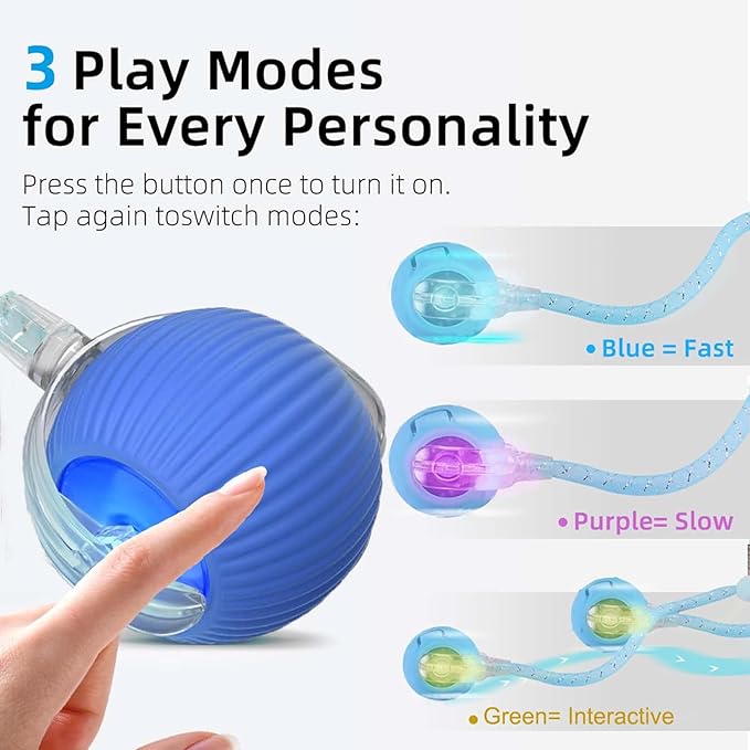 2 Packs Speed 2.0 Tail Interactive Cat Toys for Indoor Cats, Chirping & Motion Activate Cat Toy, Smart Kitten Rolling Ball Moving Ball Toys, Rechargeable Dog Cats Bal l for Enrichment Exercise-PawvioPets