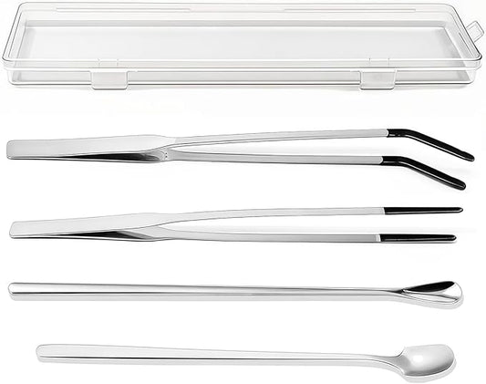 4PCS-Rubber Tip Feeding Tongs for Reptiles Extra Long Stainless Steel Reptile Feeding Tongs Terrarium Tools Feeder for Lizards Bearded Dragon Snake Enclosure Tank Accessories-PawvioPets