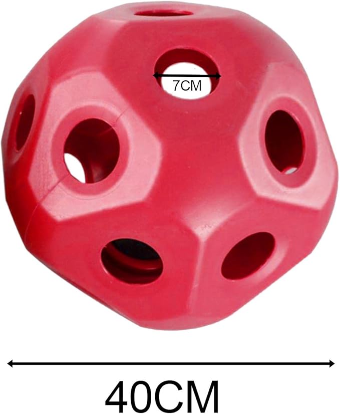 Cute 15.7" Horse Treat Ball, Carrot Feeding Toy Ball Multifunctional Hanging Treat Snack Ball for Horse Stable Stall Paddock Rest, Red-PawvioPets