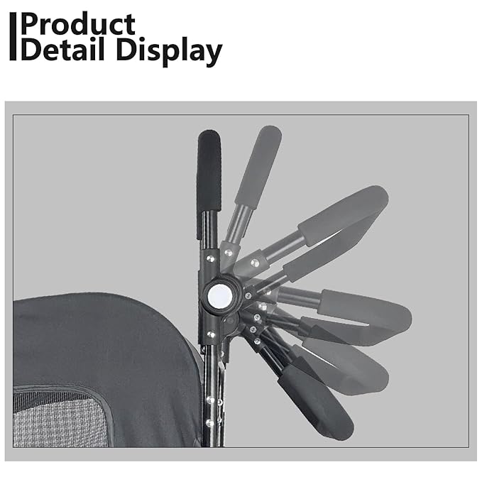 Extra Large Dog Stroller for Medium & Large Pets - Foldable Design, Adjustable Handle, Up to 130 lbs(Red)-PawvioPets