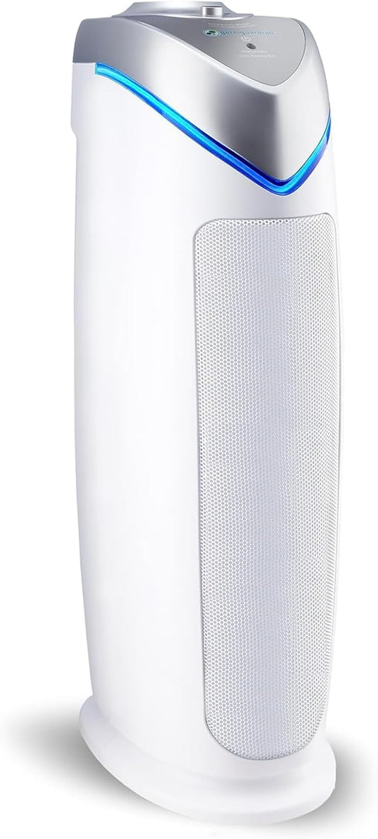 GermGuardian Air Purifier for Home with HEPA Pure Filter, for Wildfire Smoke, Pet Dander, Pollen, Odors, Large Rooms Up To 743 Sq. Ft., Removes 99.97% Pollutants, UV-C Light, 22", AC4825W, White-PawvioPets