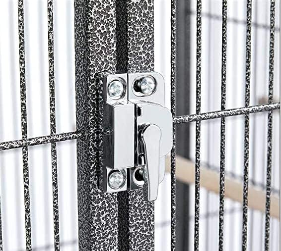 Extra Large Elegant and Durable Wrought Iron Climbing Ladder Perch Stand Play Top Ground Bird Parrot Metal Cage Around Seed Guard Storage Shelf with Heavy Duty Lockable Rolling Wheels-PawvioPets