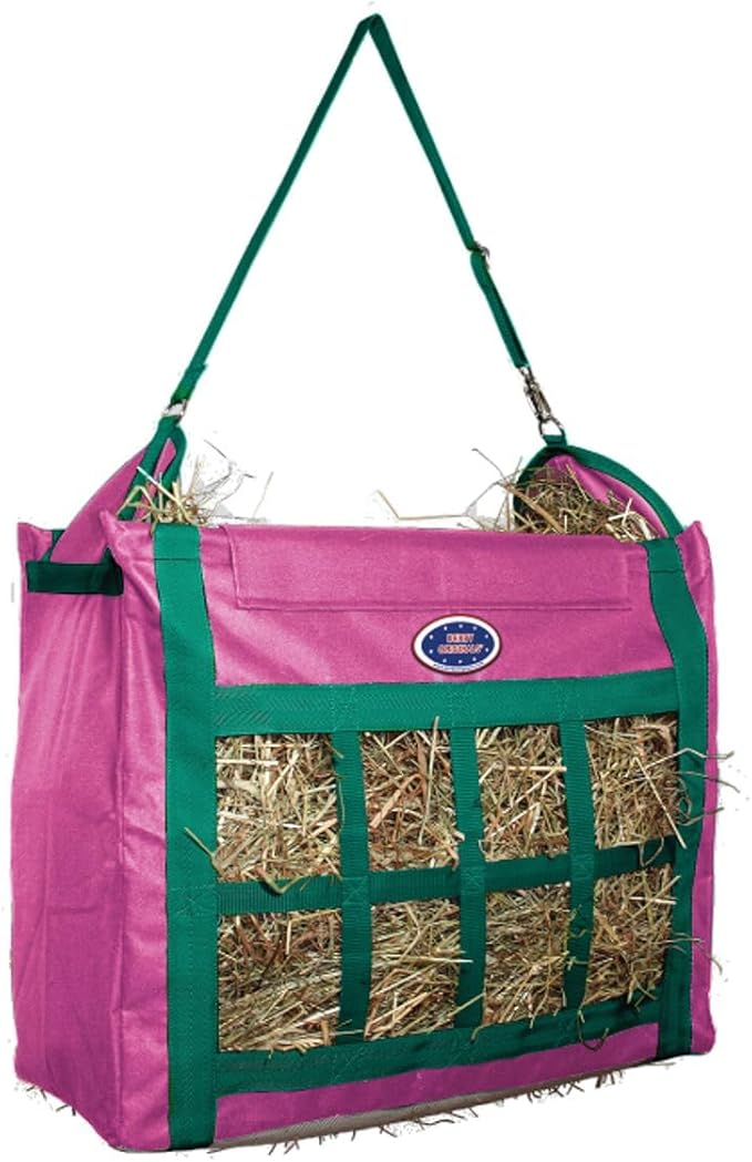 Derby Originals Top Load Hay Bag with Super Tough Bottom and 6 Month Warranty (Pink/Turquoise)-PawvioPets