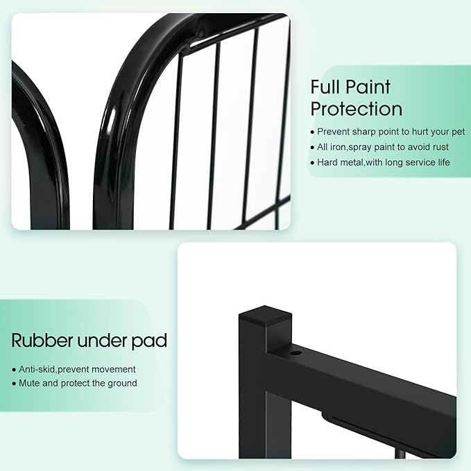 BestPet Dog Playpen Indoor 40 inch 16 Panels Metal Dog Pen Pet Dog Fence Outdoor Exercise Pen with Doors,Pet Puppy Playpen for RV Camping Yard, Black-PawvioPets