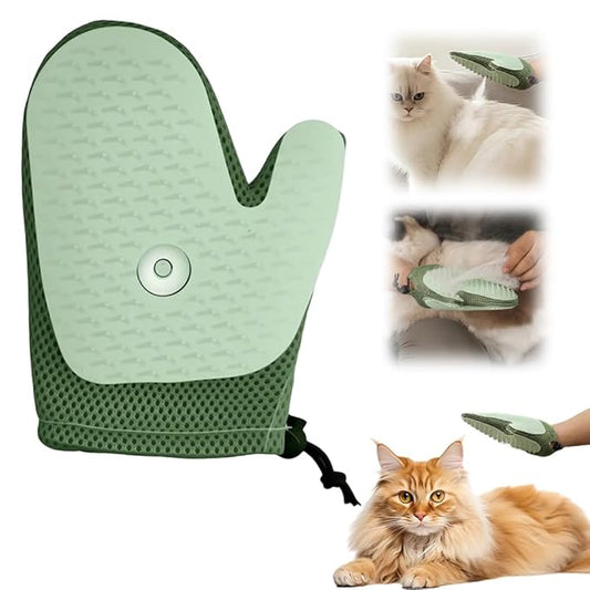 All-in-One Grooming Mist Glove for Pets, Upgrade Efficient Pet Hair Remover Gloves Grooming Spray Comb, Gentle Deshedding Efficient for Dogs & Cats (Green)-PawvioPets