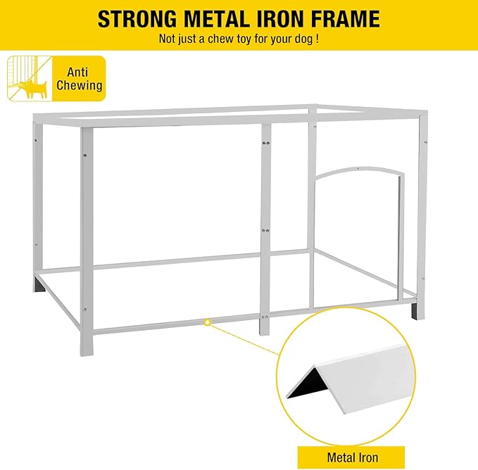 Aivituvin Large Dog House with Insulated Liner for Outdoor, Waterproof Outsides Heated Dog Kennel for Small Medium Large Dog with All-Around Iron Frame-PawvioPets