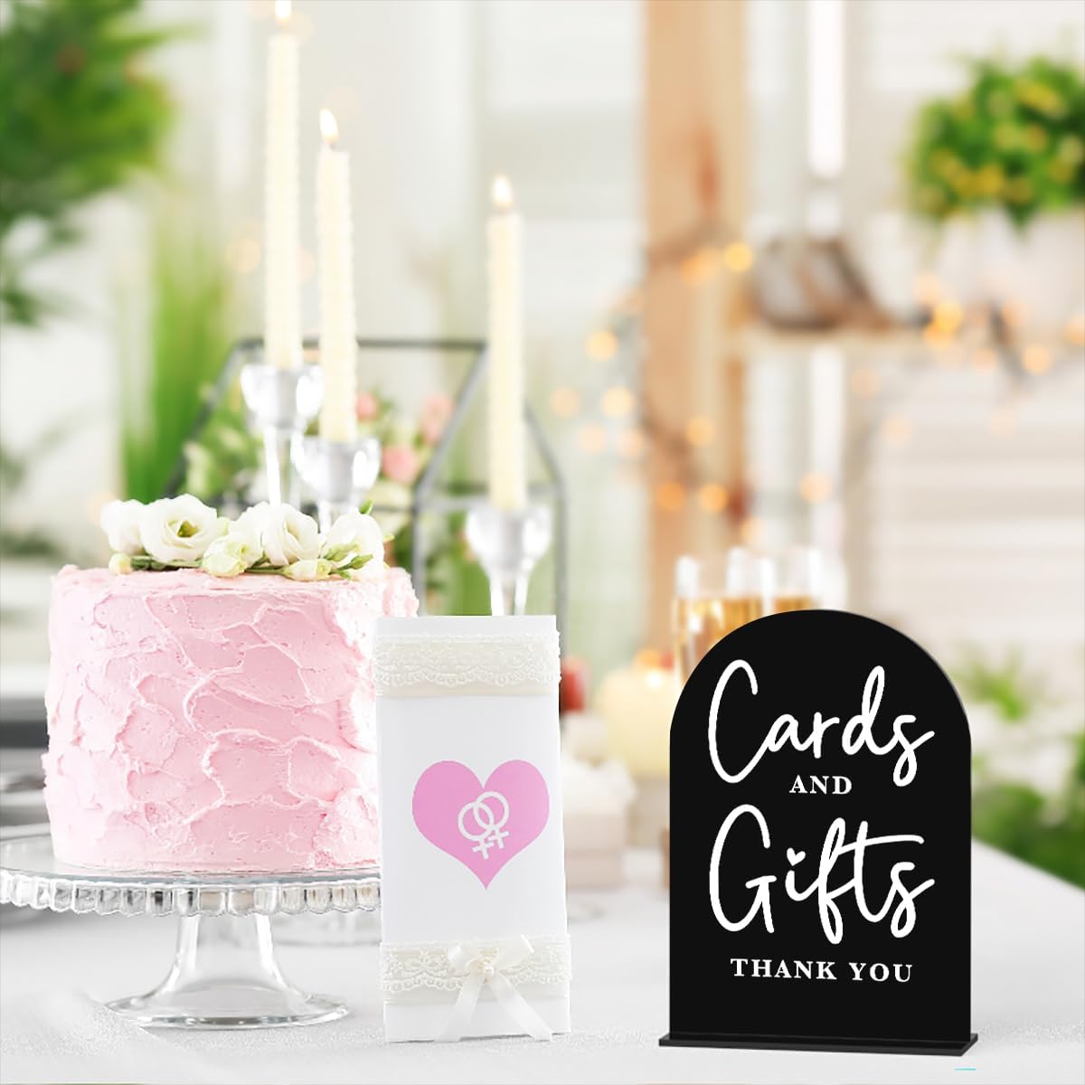 Acrylic Wedding Sign Cards and Gifts Sign for Wedding Wedding Signs for Ceremony Modern Calligraphy Arch Acrylic Table Top Sign for Wedding Reception and Event Party Table(black）