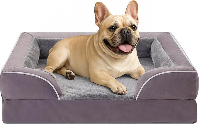 Comfort Expression Small Dog Beds Waterproof Orthopedic Foam Dog Sofa Beds for Medium Dogs Comfy Pet Bed with Washable Removable Cover & Non-Slip Bottom(Small,Purple)-PawvioPets