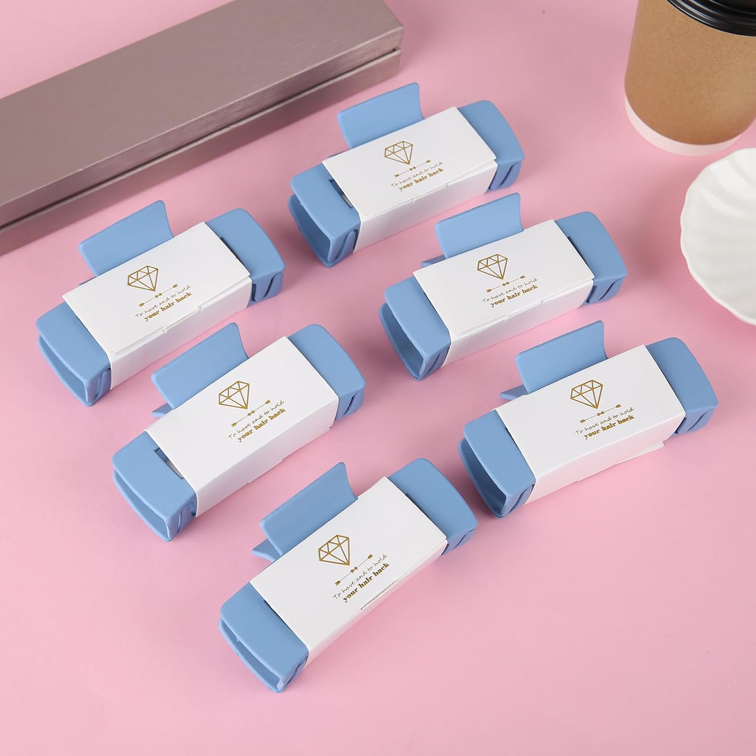 16pcs Bridesmaid Proposal Gifts 4.1inch square Matte Bachelorette Claw Clips Sunglasses set of 12 Girls Trendy Cute Hair Clips for Wedding Party Favors(16pcs Dusty Blue)