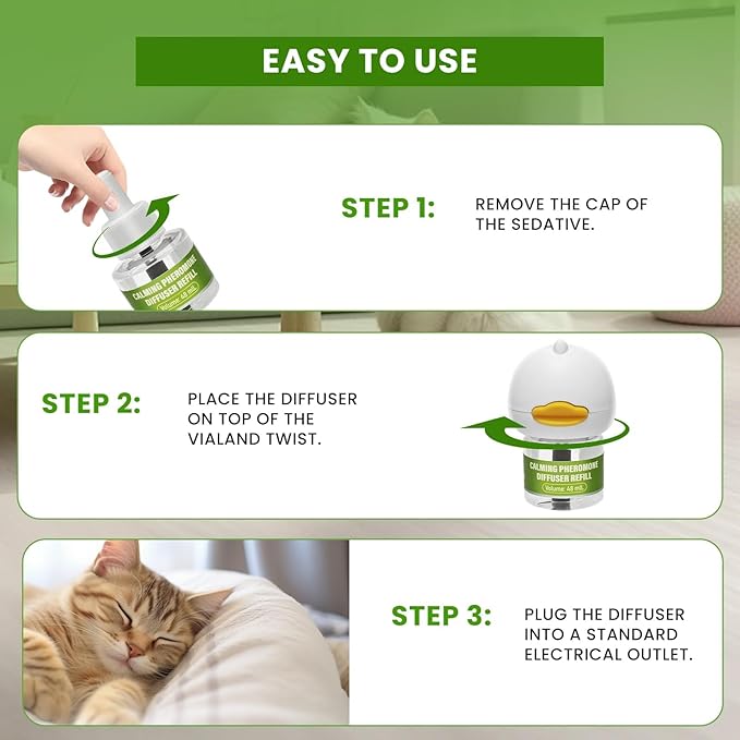 Calming Diffuser Kit for Cat, Cat Pheromone Calming Diffuser Starter Helps Ruduce Anxious, Anti-Stress & Comforts Cats (2 Diffuser + 6 Refills)-PawvioPets