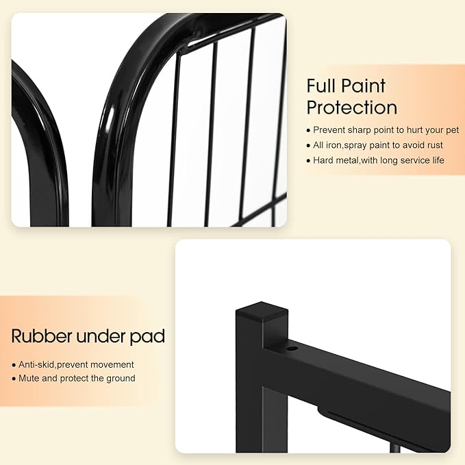 BestPet Dog Playpen Indoor 24 inch 8 Panels Metal Dog Pen Pet Dog Fence Outdoor Exercise Pen with Doors,Pet Puppy Playpen for RV Camping Yard, Black-PawvioPets