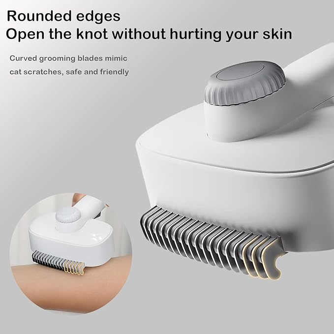 2-in-1 Pet Deshedding Brush Cat Dematting Comb for Indoor Cats and Dogs Comb for Shedding Long & Short Hair Gentle Massage Grooming Tool Easy to Remove Loose Undercoat,Matted Fur & Tangles-PawvioPets