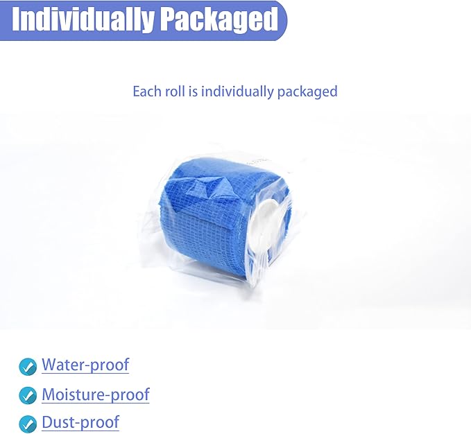 9 Pack 2" x 5 Yards Self Adhesive Bandage Wrap Self Stick Wrap for Ankle, Wrist, Finger, Sports, Breathable Cohesive Vet Tape for Pets (Dark Blue)-PawvioPets