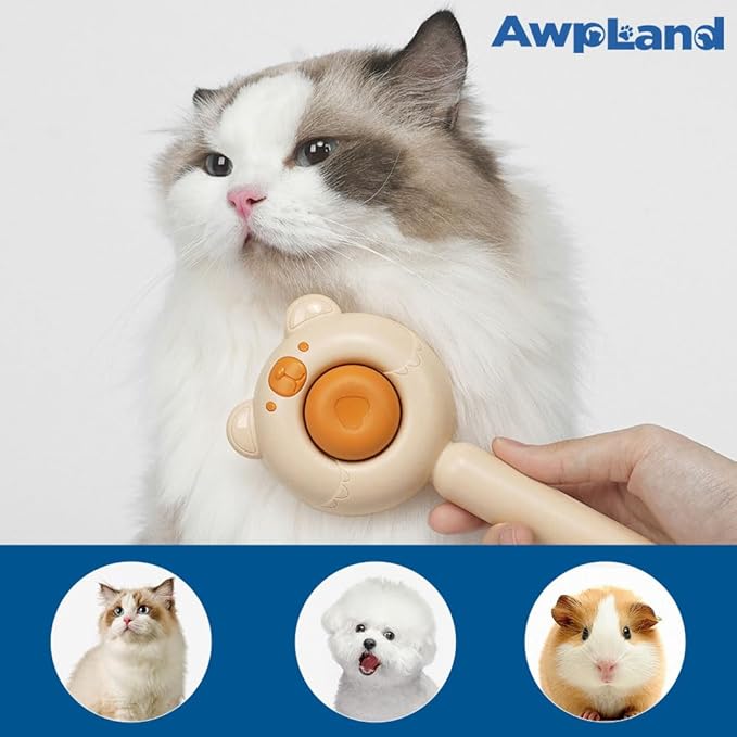 Cat Brush for Short or Long Haired Cats Dogs Rabbits, Cute Dog Brushes with Release Button for Massage and Removes Loose Fur, Dog Hair Brush Kitten Grooming Deshedding Comb-PawvioPets