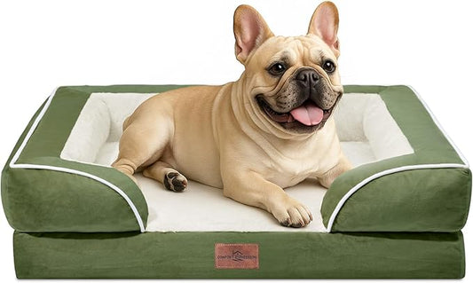 Comfort Expression Small Dog Beds Waterproof Orthopedic Foam Dog Sofa Beds for Medium Dogs Comfy Pet Bed with Washable Removable Cover & Non-Slip Bottom(Small,Light Green)-PawvioPets
