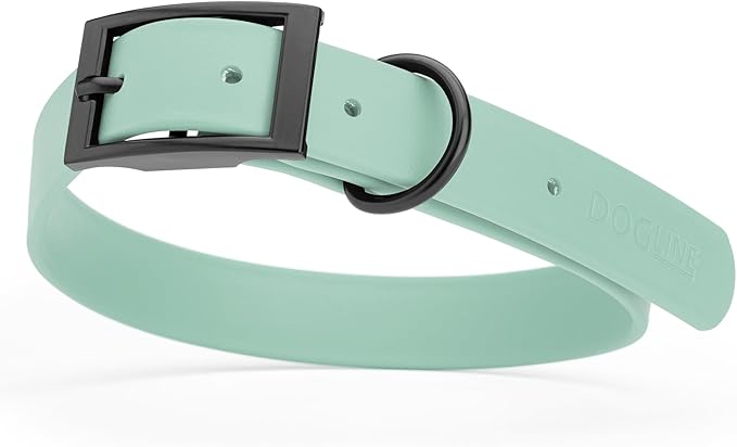Dogline Biothane Waterproof Dog Collar Strong Coated Nylon Webbing with Black Hardware Odor- Proof for Easy Care Easy to Clean High Performance Fits Small Medium or Large Dogs, Sage Green-PawvioPets