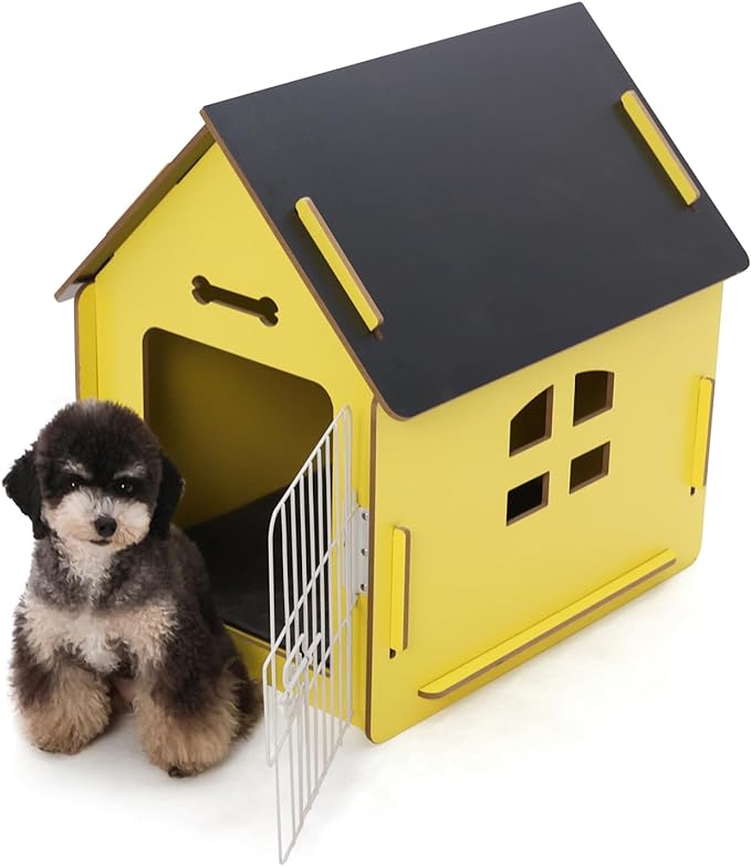 Dog House Indoor for Small Dogs or Cats, Cozy Wooden Design, Small Indoor Bed House, with Air Vents and Elevated Floor Warm Dog Cave-PawvioPets