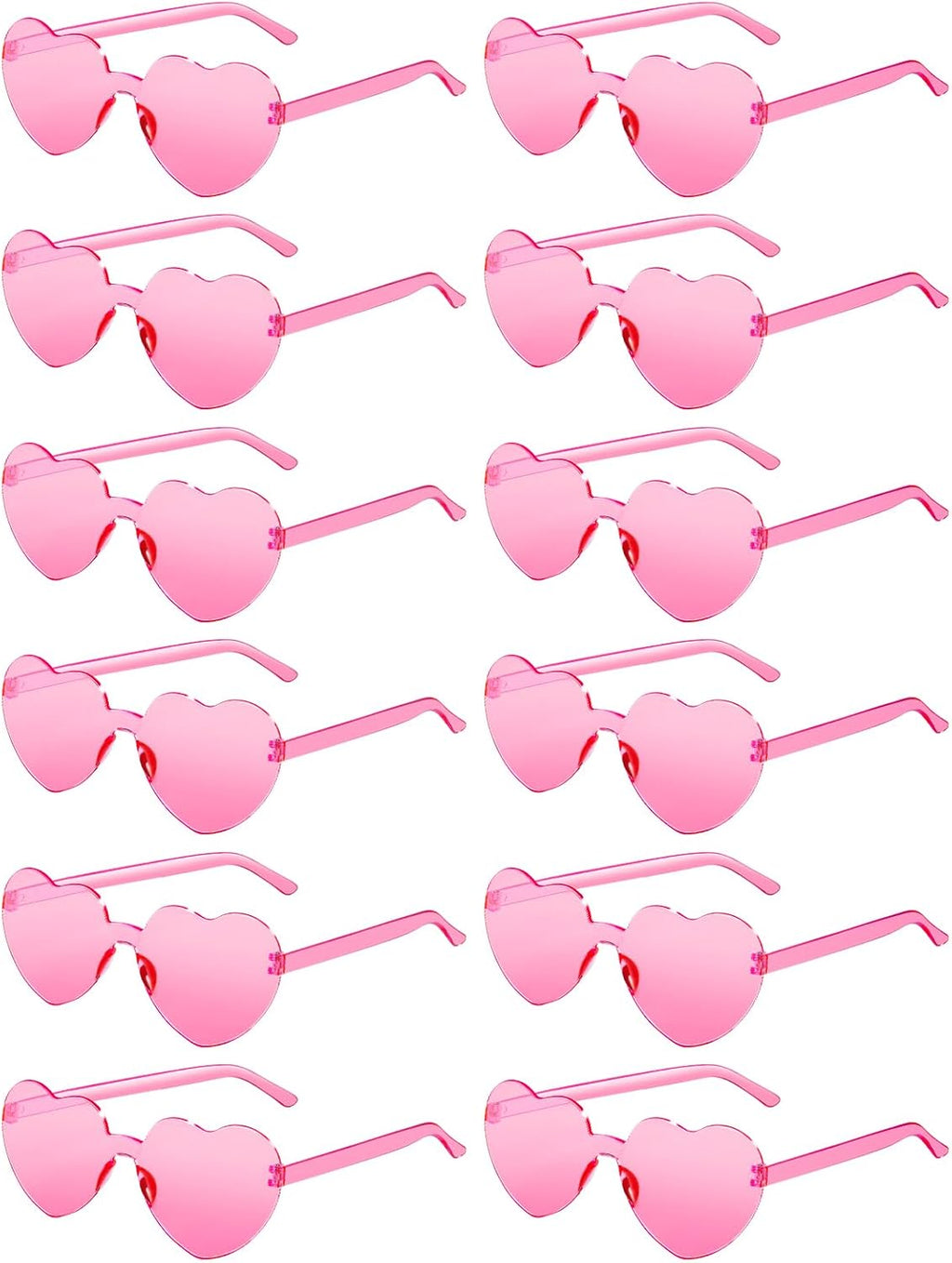 12 Pairs Heart Shaped Sunglasses for Women Colorful Glasses Fun Trendy Transparent Heart Sunglasses Party Favor (Pink)