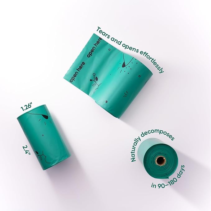 Compostable Dog Poop Bags – 270 Count Refill Rolls, TÜV OK Compost HOME Certified, Plant-Based Materials, Leakproof, Unscented, Extra Thick, Fits All Dispensers-PawvioPets