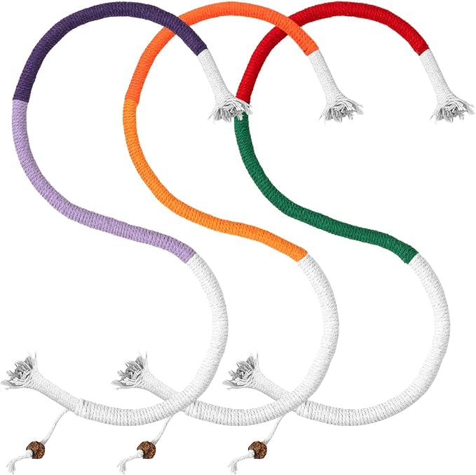 Cat Chew Ropes 3 Pack with Natural Catnip, Interactive Catnip Toys for Indoor Cats, Safe Teeth Cleaning Kitten Rope Toy, Durable Cat Kicker Chew Toy for All Breeds-PawvioPets