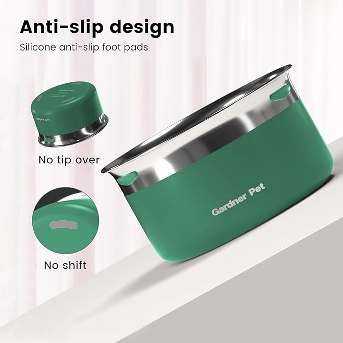 Gardner Pet Dog Bowls 1 Gallon (3.85L) Stainless Steel No Spill Dog Water Bowl, Slow Water Feeder Metal Bowls, Spill Proof Water Dispenser for Large Dogs, Promotes Healthy Hydration-PawvioPets