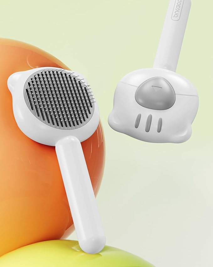 Cat Brush for Short or Long Haired Cats Dogs Rabbits, Cute Tiger Shape Dog Brushes with Release Button for Massage and Removes Loose Fur, Dog Hair Brush Pet Grooming Deshedding Comb-PawvioPets